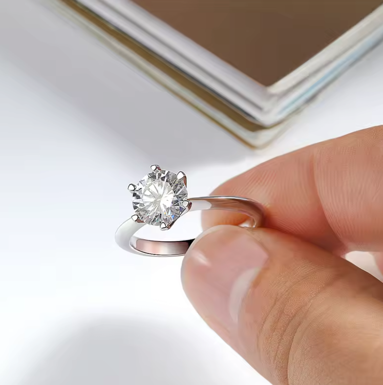 Webuymart™ GRA Certified Moissanite Solitaire Ring – 1–5CT Lab Diamond