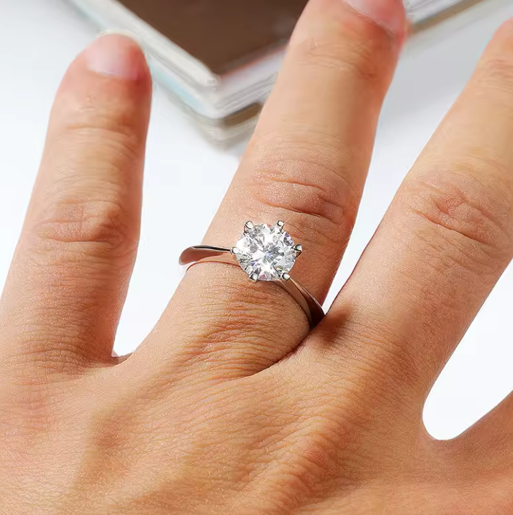 Webuymart™ GRA Certified Moissanite Solitaire Ring – 1–5CT Lab Diamond